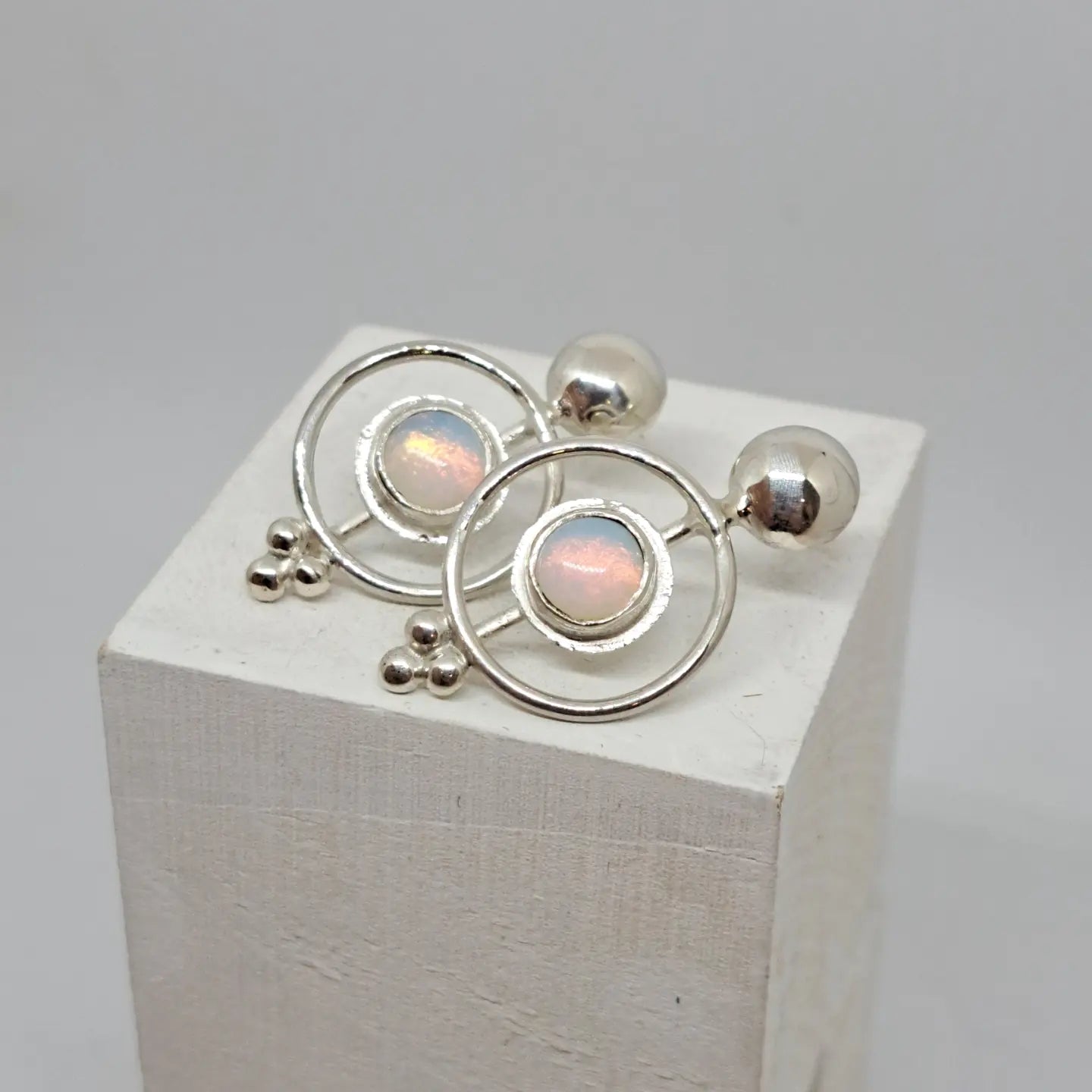 Sea opal and silver earrings