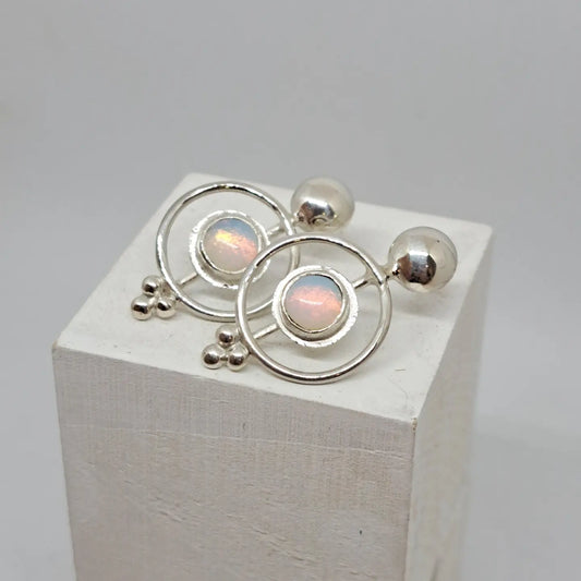 Sea opal and silver earrings