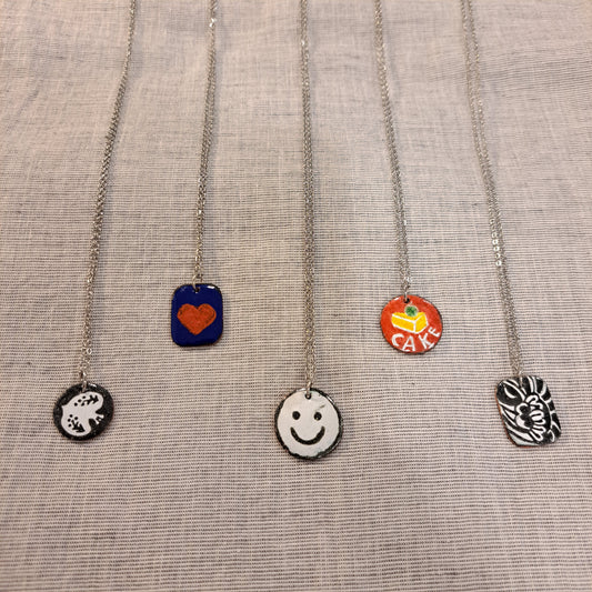 Fun enamel and copper pendants