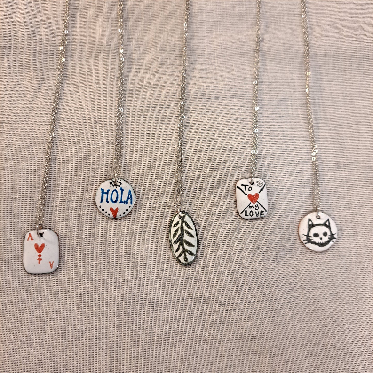 Fun enamel and copper pendants