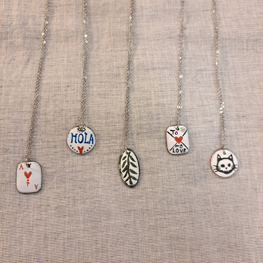 Fun enamel and copper pendants