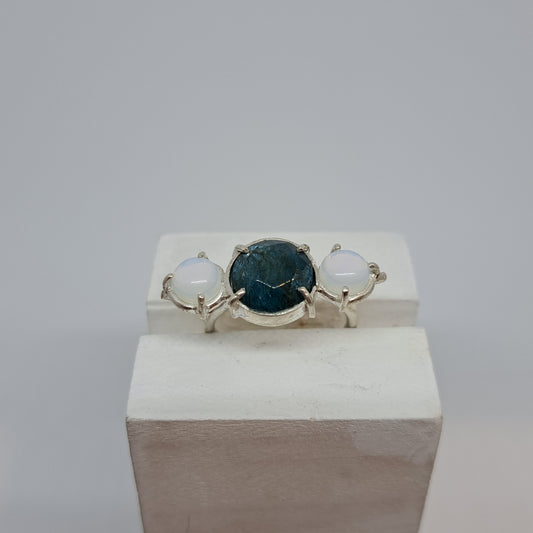 Apatite and sea opal ring