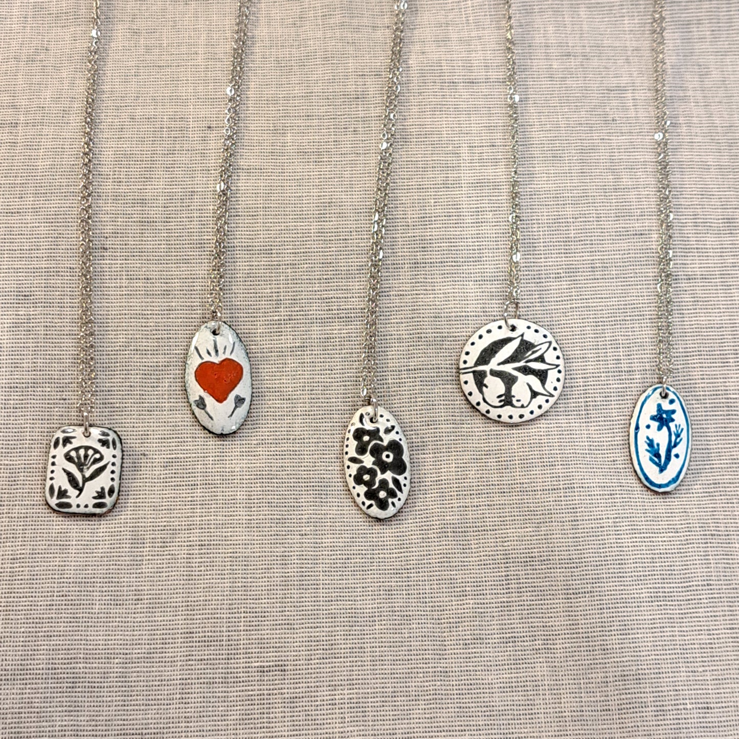 Fun enamel and copper pendants