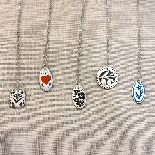 Fun enamel and copper pendants