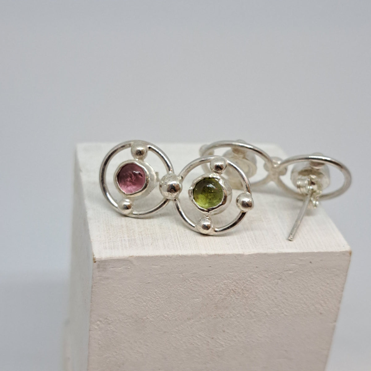 Tourmaline circular earrings